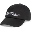 Off-white Bookish Embroidered Logo Cotton Drill Baseball Cap In Black - White