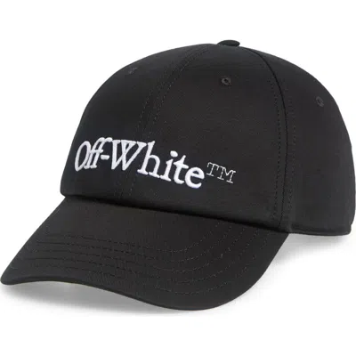 Off-white Bookish Embroidered Logo Cotton Drill Baseball Cap In Black