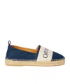 Off-white Blue Denim Bookish Espadrilles In Nude