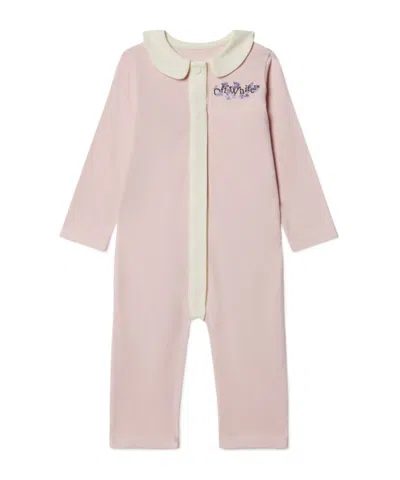 Off-white Bookish Flowers Cotton Romper In Pink