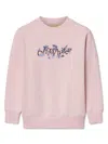Off-white Bookish Flowers Cotton Sweatshirt In Pink