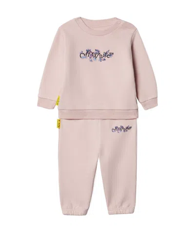 Off-white Bookish Flowers Cotton Tracksuit Set In Nude