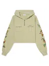 Off-white Bookish Flowers Pkt Crop Hood In Green