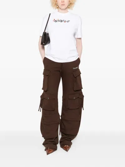 Off-white Off White Bookish Flowers Regular Tee White Blac In Black