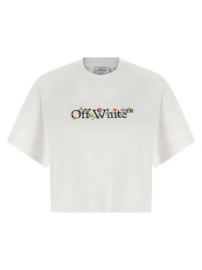 Off-white Bookish Glowing Flower T-shirt In White