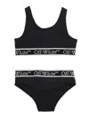 Off-white Kids Logo-band Sleeveless Bikini Set In Black