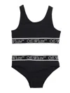 Off-white Kids Logo-band Sleeveless Bikini Set In Black