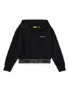 Off-white Bookish Logo Band Cropped Hoodie In Black