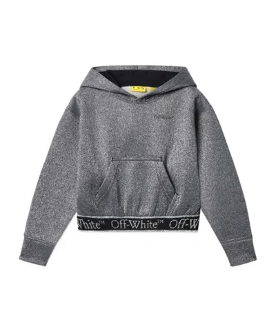 OFF-WHITE BOOKISH LOGO BAND METALLIC HOODIE