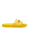 Off-white Bookish Logo Embossed Slip-on Slides In Yellow