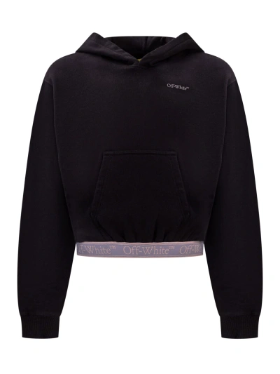 Off-white Kids' Bookish Logo Hoodie In Black Lilac