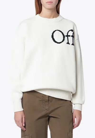 OFF-WHITE BOOKISH LOGO INTARSIA KNIT SWEATER