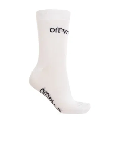 Off-white Bookish Logo-intarsia Socks In White