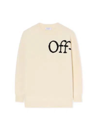 Off-white Bookish Logo Knit Sweater In White