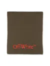 Off-white Virgin Wool Scarf With Embroidered Logo In Brown