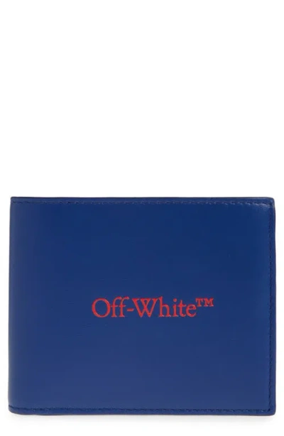 Off-white Bookish Logo Leather Bifold Wallet In Blue