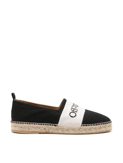 Off-white Bookish Logo Linen Espadrilles In Multi