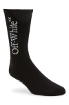 Off-white Bookish Big Logo Cotton Mid Calf Socks In Black White