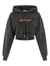 Off-white Bookish Logo-patch Hoodie In Gray
