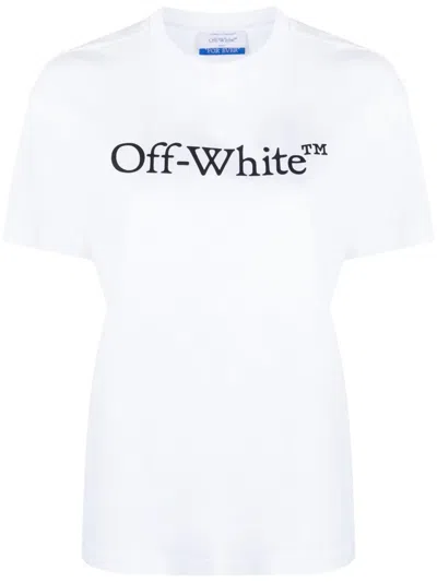 Off-white Relaxed Fit Cotton Tee With Oversized Logo In White