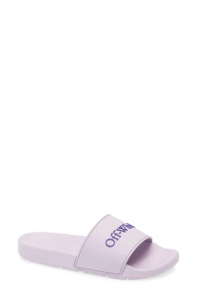 Off-white Bookish Logo Slide Sandal In Lavander - Dark Blue