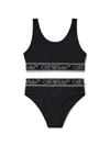 Off-white Kids Logo-band Sleeveless Bikini Set In Black