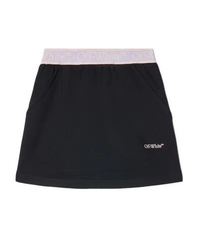 OFF-WHITE BOOKISH LOGO-WAISTBAND COTTON SKIRT