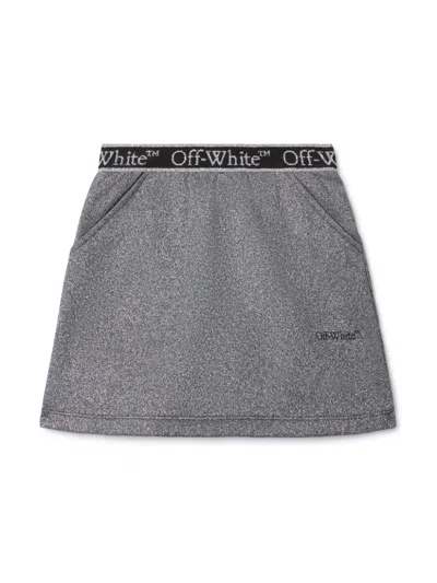 OFF-WHITE BOOKISH LOGO-WAISTBAND COTTON SKIRT