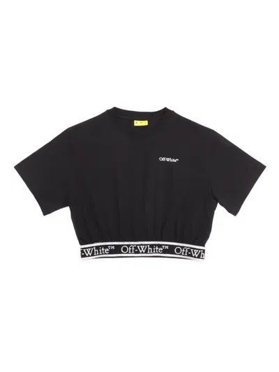 OFF-WHITE BOOKISH LOGOBAND CROP TEE S/S BLACK - WH