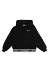 Off-white Bookish Logo Band Cropped Hoodie In Black