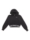 Off-white Bookish Logo Band Cropped Hoodie In Black