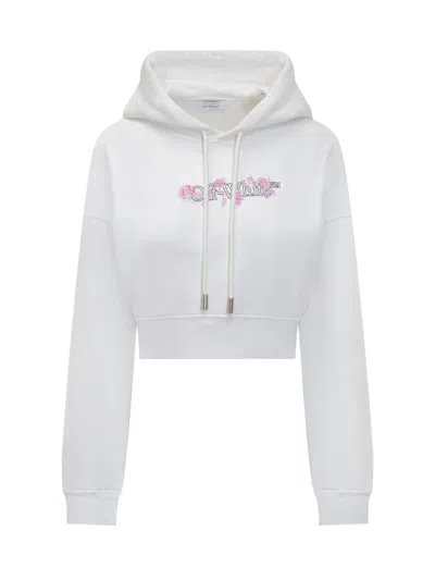 Off-white White Bookish Rose Cropped Hoodie