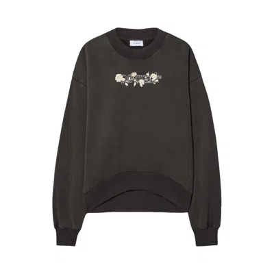 Pre-owned Off-white Bookish Roses Over Crew Sweatshirt 'washed Black' | Women's Size Xs