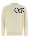 Off-white Ribbed Collar And Cuffs Knit Sweater In White