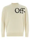 Off-white Ribbed Collar And Cuffs Knit Sweater In White