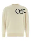 Off-white Ribbed Collar And Cuffs Knit Sweater In White