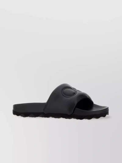 OFF-WHITE BOOKISH SPONGE EMBROIDERED LEATHER SLIDES