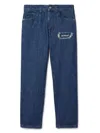 Off-white Boy's Bookish Logo Patch Jeans In Blue