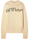 Off-white Relaxed Fit Beige Sweater With Ribbed Neckline In Neutrals