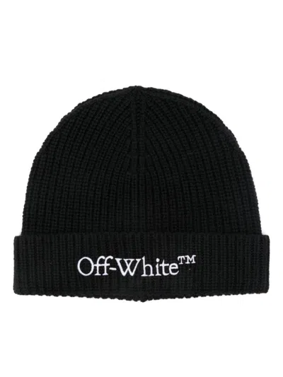 Off-white Off White Bookish Wool Beanie In Black