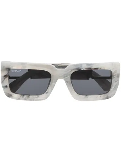 Off-white Boston Rectangle-frame Sunglasses In Marble Dark Grey