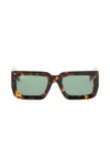 Off-white Boston Rectangular Frame Sunglasses In Havana Green (brown)