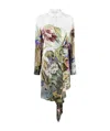 Off-white Botanical-print Belted Silk Shirtdress In Multicolor