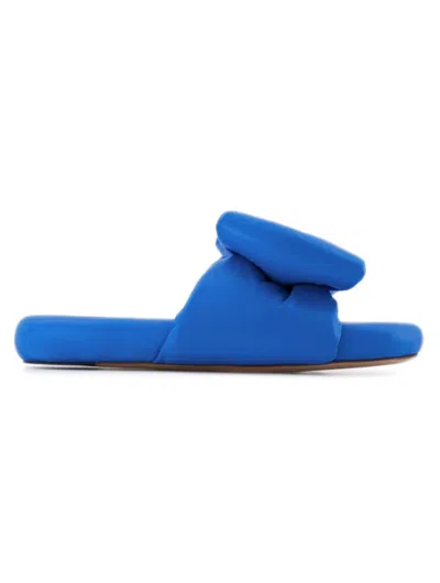 Off-white Bow Padded Slides - Blue - Leather