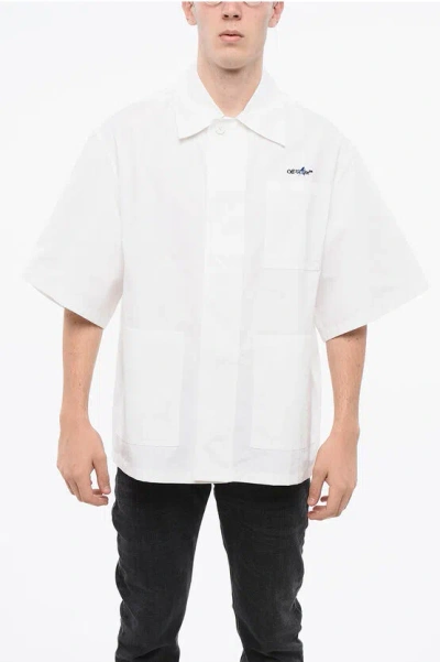 Off-white Boxy Fit Cotton Short Sleeved Shirt In White