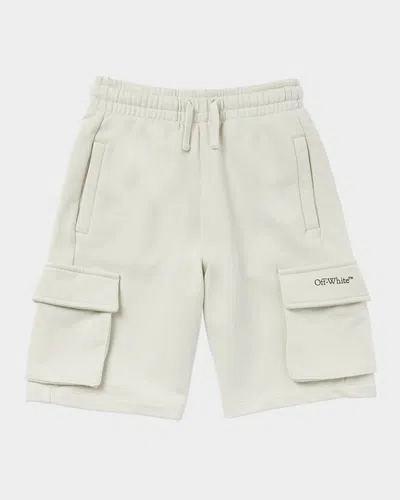 OFF-WHITE BOY'S BOOKISH DIAGONAL LOGO SWEATSHORTS