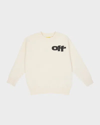 Off-white Kids' Boy's Graphic Logo-print Sweatshirt In Off White/black