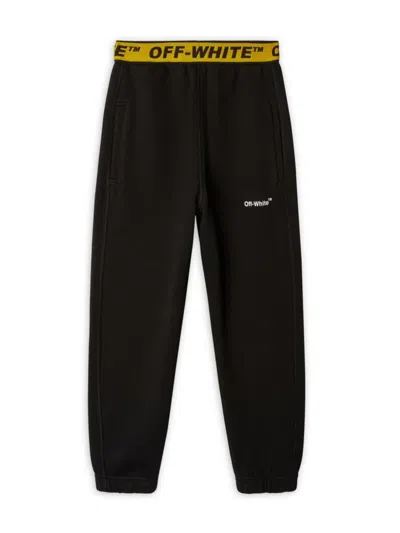 Off-white Kids' Boy's Industrial Logo Waist Sweatpants In Black