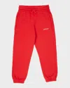 Off-white Boy's Logo-print Arrow Graphic Sweatpants In Red/white