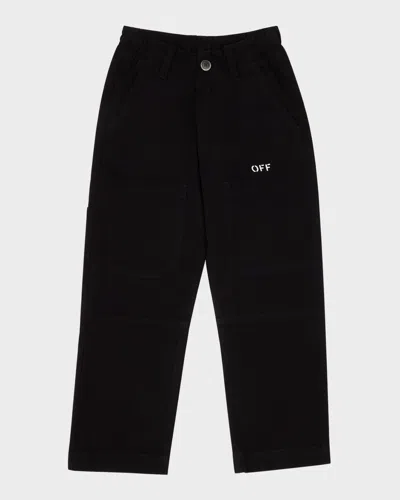 OFF-WHITE BOY'S LOGO STAMPED DENIM PANTS